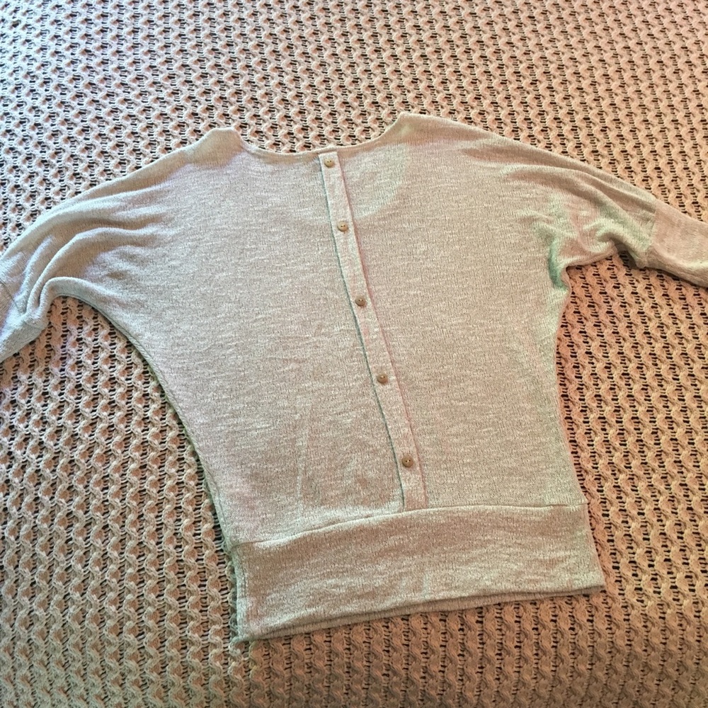 Marled Cream Button Back Dolman Sweater